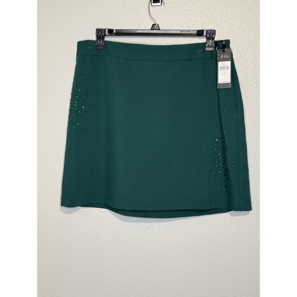 Karl Lagerfeld Paris Emerald Green Skirt Mini Embellished Jewel Lined Women's 16